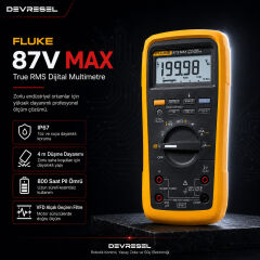 Fluke 87V MAX True-RMS endustriyel dijital multimetre, IP67 ve 4 m dusme dayanimi