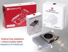 Raspberry Pi 5 8GB orijinal güç adaptörlü Active Cooler seti