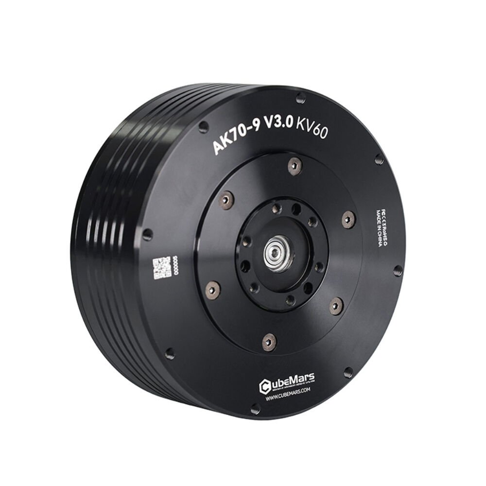 CubeMars AK70-9 V3.0 KV60 dual encoder robotik aktuator front view