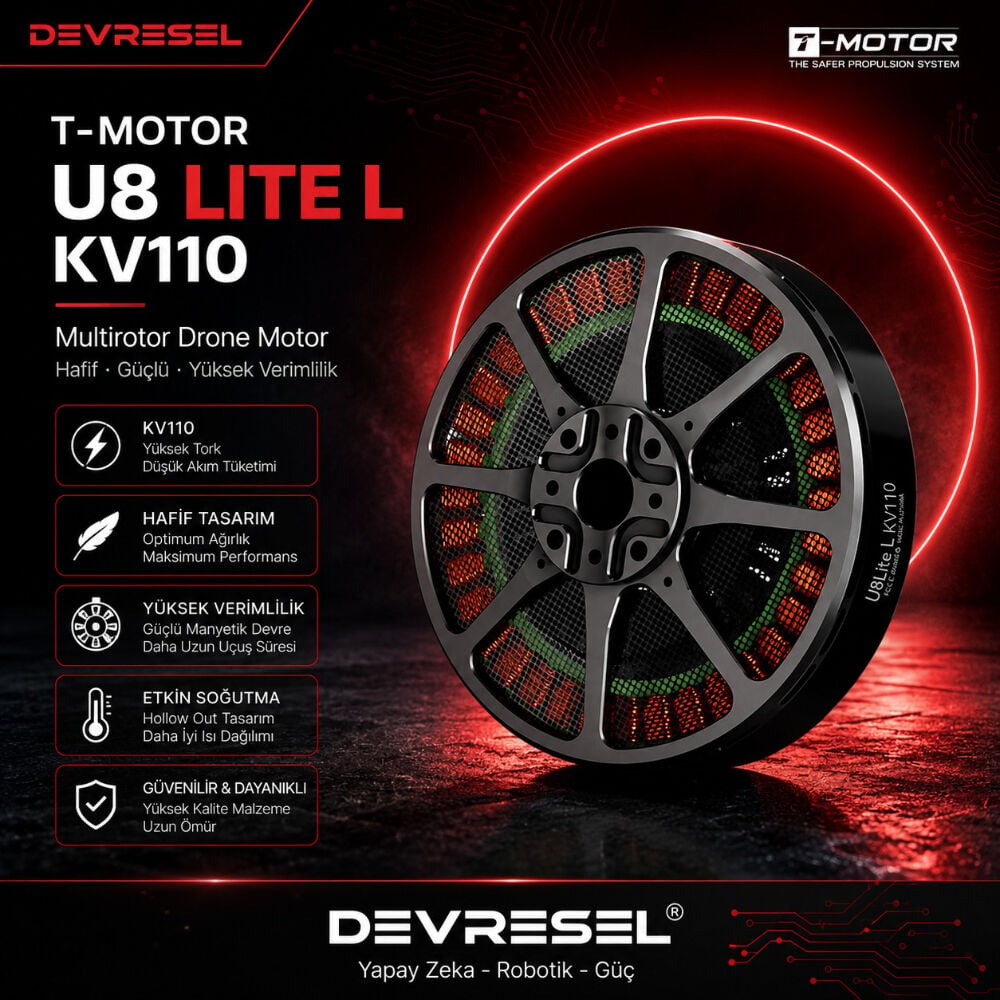 T-Motor U8 Lite L KV110  drone motoru vitrin
