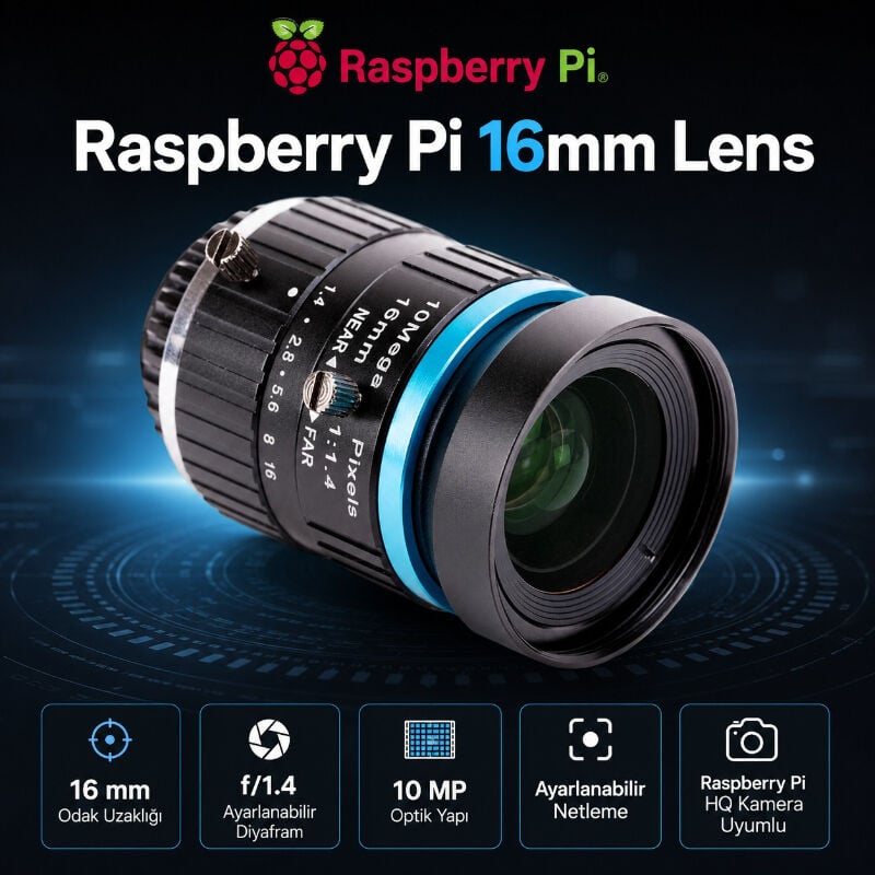 Raspberry Pi RPI-16MM-LENS 16mm telephoto lens on gorunum