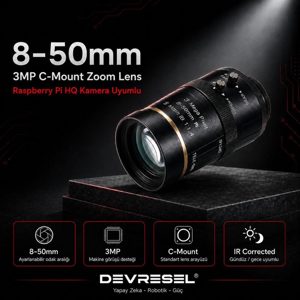 Raspberry Pi High Quality Camera Global Shutter C-Mount lens Vitrin