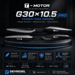 T-Motor G30x10.5 glossy carbon fiber UAV pervanesi ana gorunum