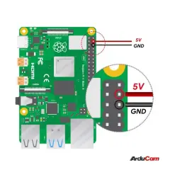 Arducam B0410 ToF kamera Raspberry Pi MIPI CSI-2 ve 2 pin 5V guc baglanti semasi
