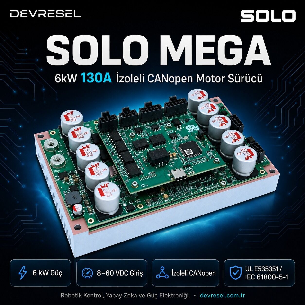 SOLO MEGA 6kW 130A İzoleli CANopen Motor Sürücü